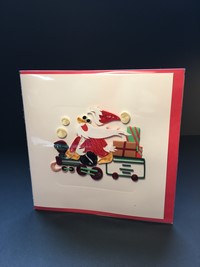 Carte en Quilling "pere Noël en train"