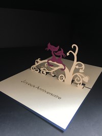 Carte en kirigami "chats anniversaire"